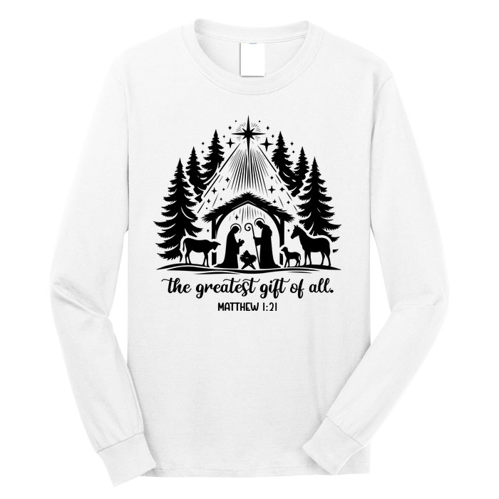 The Greatest Gift Of All Matthew 1:21 Christmas Long Sleeve Shirt