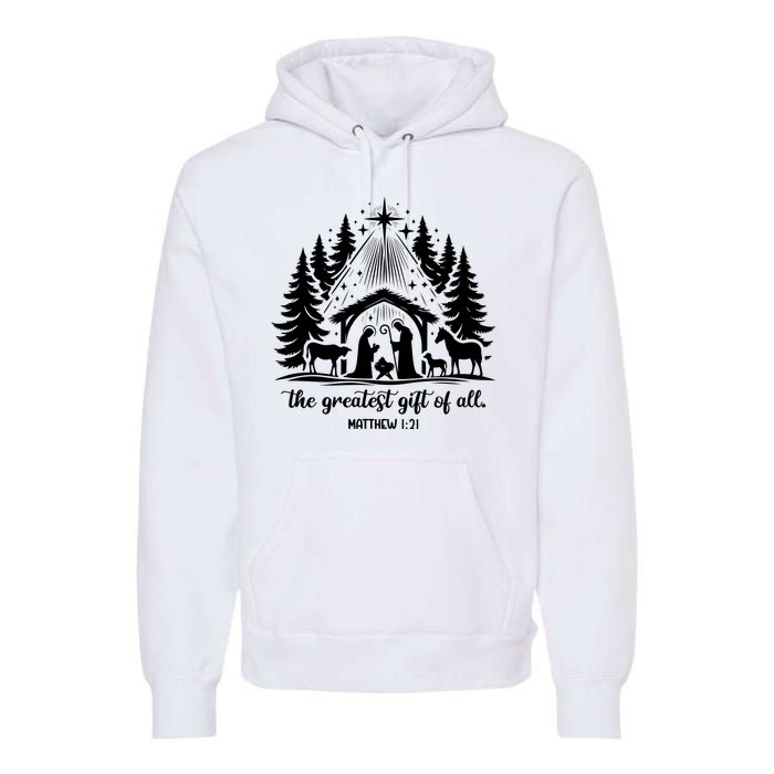 The Greatest Gift Of All Matthew 1:21 Christmas Premium Hoodie