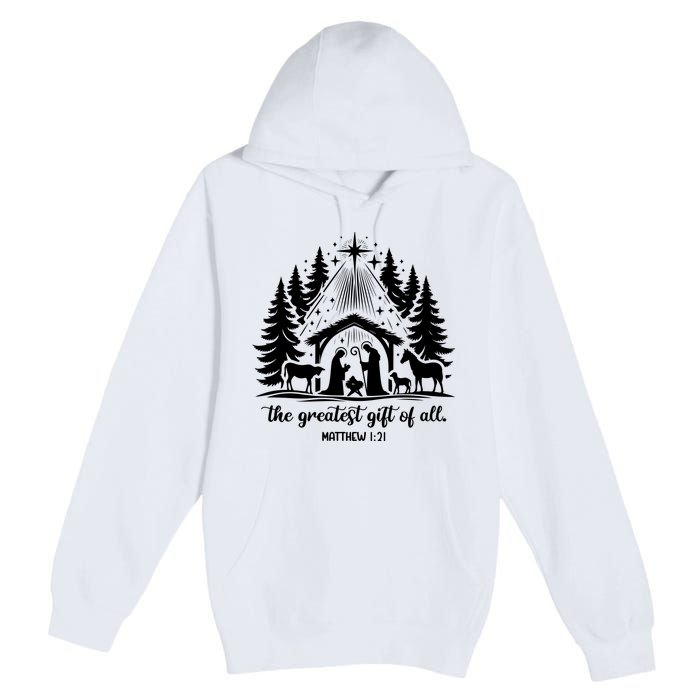 The Greatest Gift Of All Matthew 1:21 Christmas Premium Pullover Hoodie