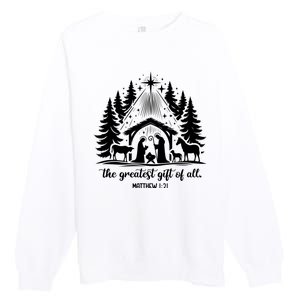 The Greatest Gift Of All Matthew 1:21 Christmas Premium Crewneck Sweatshirt