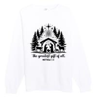 The Greatest Gift Of All Matthew 1:21 Christmas Premium Crewneck Sweatshirt