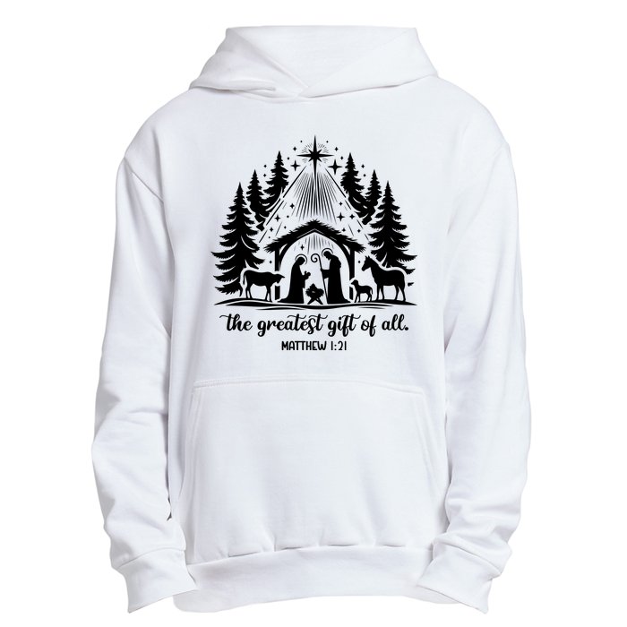 The Greatest Gift Of All Matthew 1:21 Christmas Urban Pullover Hoodie