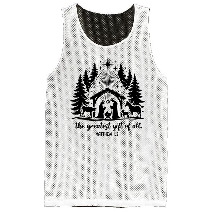 The Greatest Gift Of All Matthew 1:21 Christmas Mesh Reversible Basketball Jersey Tank