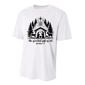 The Greatest Gift Of All Matthew 1:21 Christmas Performance Sprint T-Shirt