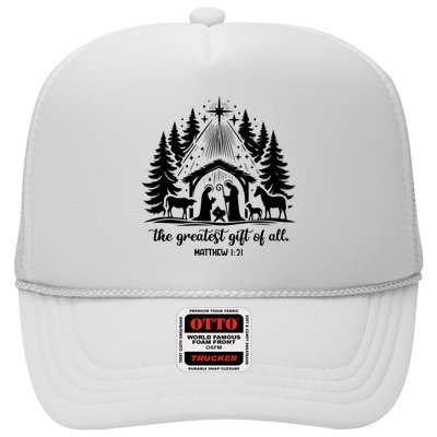 The Greatest Gift Of All Matthew 1:21 Christmas Trucker Hat