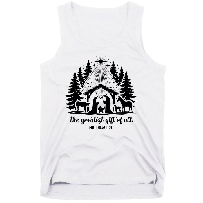 The Greatest Gift Of All Matthew 1:21 Christmas Tank Top