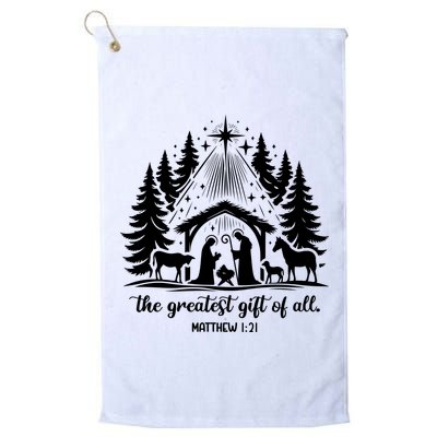 The Greatest Gift Of All Matthew 1:21 Christmas Golf Towel