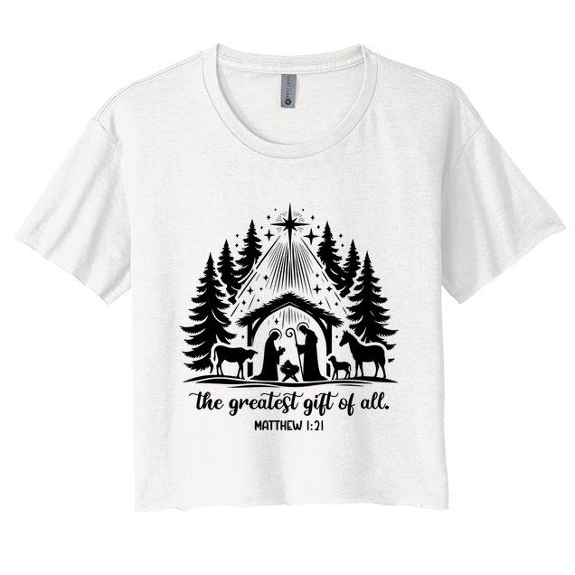 The Greatest Gift Of All Matthew 1:21 Christmas Crop Top