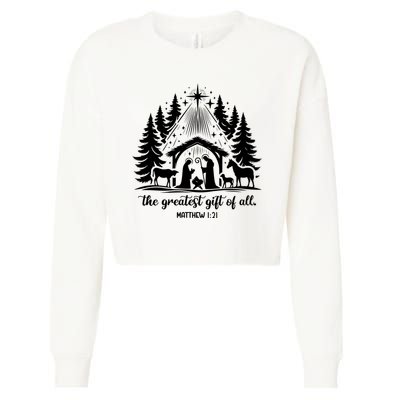 The Greatest Gift Of All Matthew 1:21 Christmas Cropped Pullover Crew