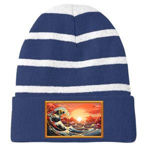 The Great Golden Ratio Wave Striped Beanie with Solid Band