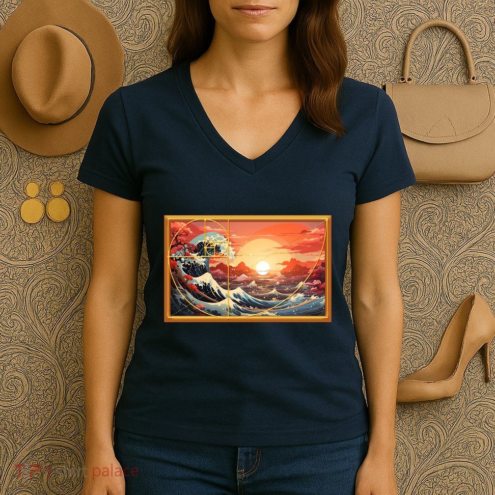 The Great Golden Ratio Wave Women's V-Neck T-Shirt