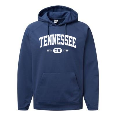 Tennessee Great Gift Retro Vintage Tennessee Gift Funny Gift Tn Performance Fleece Hoodie