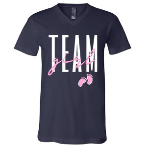 Team Girl Gender Reveal Baby Shower Pink Or Blue V-Neck T-Shirt