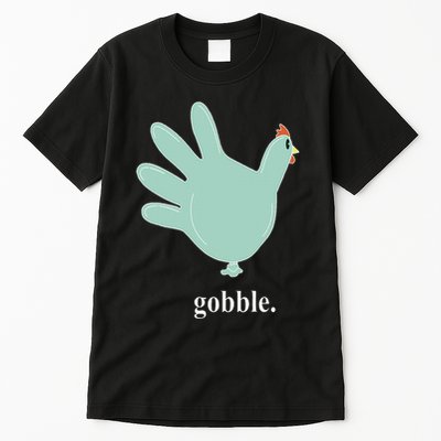 Turkey Glove Gobble Thanksgiving Thankful Nurse Tall T-Shirt