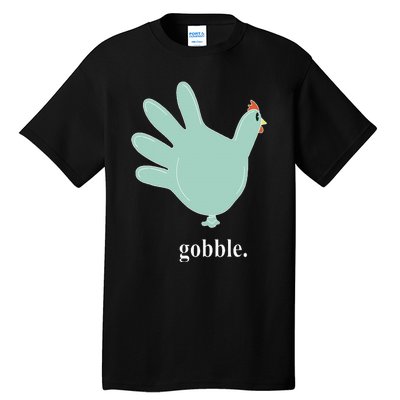 Turkey Glove Gobble Thanksgiving Thankful Nurse Tall T-Shirt