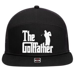 The Golffather Golf Father Funny Golfing Fathers Day 7 Panel Mesh Trucker Snapback Hat