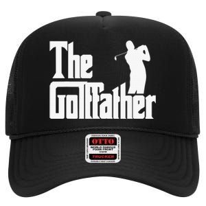 The Golffather Golf Father Funny Golfing Fathers Day High Crown Mesh Back Trucker Hat