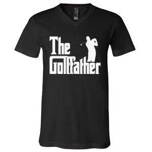 The Golffather Golf Father Funny Golfing Fathers Day V-Neck T-Shirt