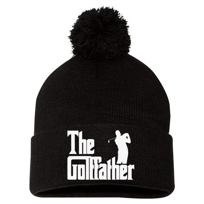 The Golffather Golf Father Funny Golfing Fathers Day Pom Pom 12in Knit Beanie