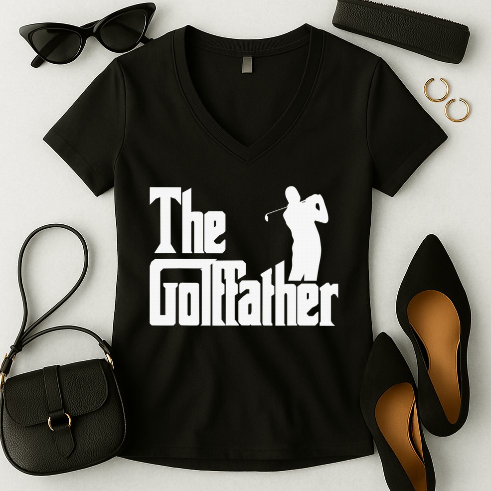 The Golffather Golf Father Funny Golfing Fathers Day Women's V-Neck T-Shirt
