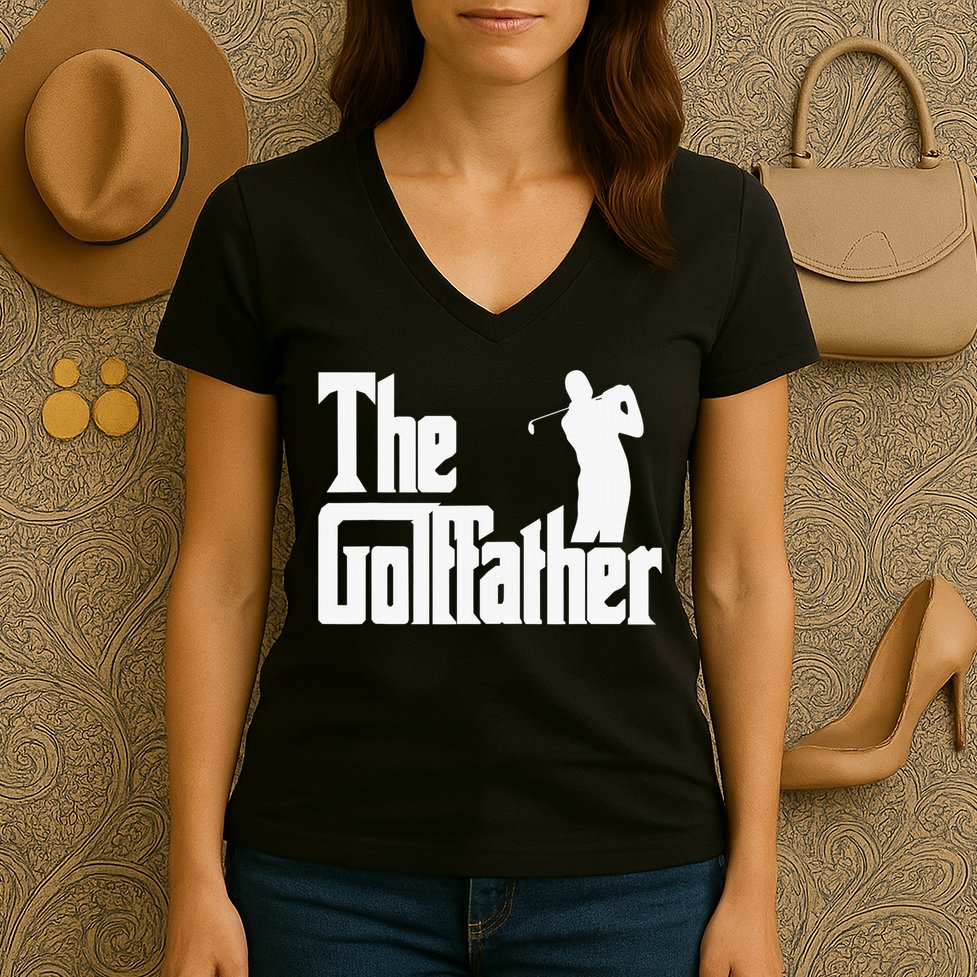 The Golffather Golf Father Funny Golfing Fathers Day Women's V-Neck T-Shirt