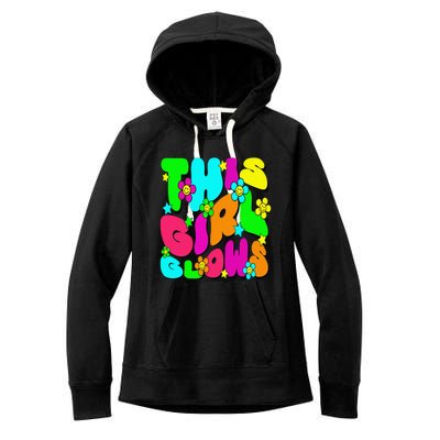 This Girl Glows Tie Dye Bright Colors 80S And 90S Women's Fleece Hoodie