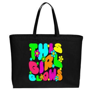 This Girl Glows Tie Dye Bright Colors 80S And 90S Cotton Canvas Jumbo Tote