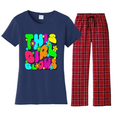 This Girl Glows Tie Dye Bright Colors 80S And 90S Women's Flannel Pajama Set