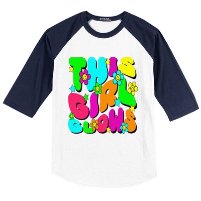 This Girl Glows Tie Dye Bright Colors 80S And 90S Baseball Sleeve Shirt