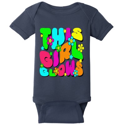 This Girl Glows Tie Dye Bright Colors 80S And 90S Baby Bodysuit