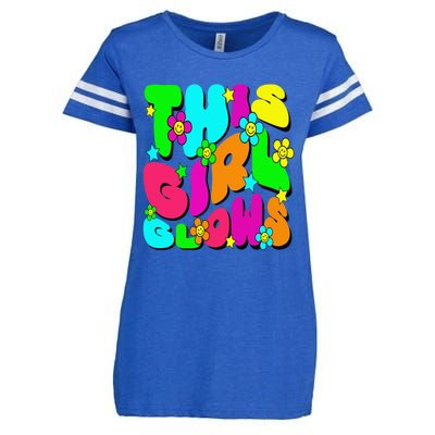 This Girl Glows Tie Dye Bright Colors 80S And 90S Enza Ladies Jersey Football T-Shirt