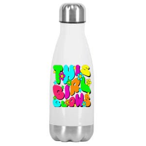 This Girl Glows Tie Dye Bright Colors 80S And 90S Stainless Steel Insulated Water Bottle