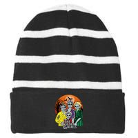 The Golden Ghouls Halloween Zombie Funny Halloween Striped Beanie with Solid Band