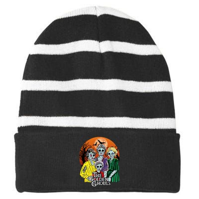 The Golden Ghouls Halloween Zombie Funny Halloween Striped Beanie with Solid Band