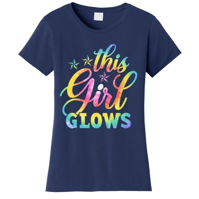 This Girl Glows Tie Dye 80s Themed Disco Women's T-Shirt