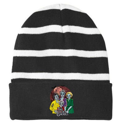 The Golden Ghouls Halloween Zombie Funny Halloween Striped Beanie with Solid Band