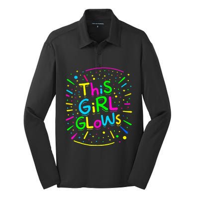 This Girl Glows Tie Dye Bright Colors 80S And 90S Silk Touch Performance Long Sleeve Polo