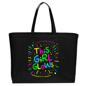 This Girl Glows Tie Dye Bright Colors 80S And 90S Cotton Canvas Jumbo Tote