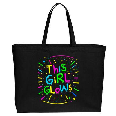 This Girl Glows Tie Dye Bright Colors 80S And 90S Cotton Canvas Jumbo Tote