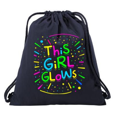 This Girl Glows Tie Dye Bright Colors 80S And 90S Drawstring Bag