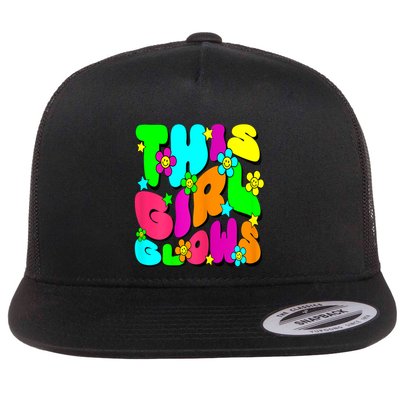 This Girl Glows For Tie Dye Bright Colors 80s And 90s Flatbill Hat