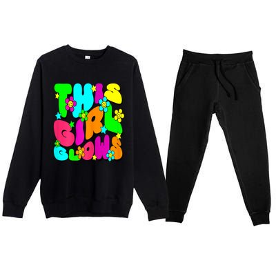 This Girl Glows For Tie Dye Bright Colors 80s And 90s Premium Crewneck Sweatsuit Set