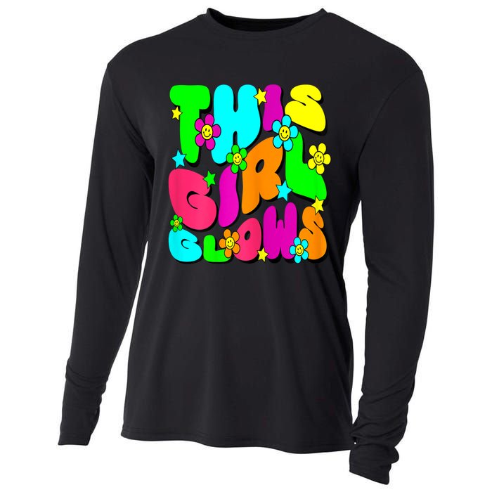 This Girl Glows For Tie Dye Bright Colors 80s And 90s Cooling Performance Long Sleeve Crew