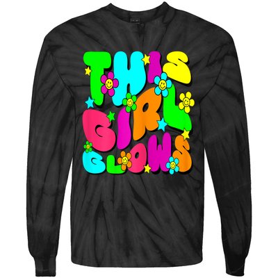 This Girl Glows For Tie Dye Bright Colors 80s And 90s Tie-Dye Long Sleeve Shirt