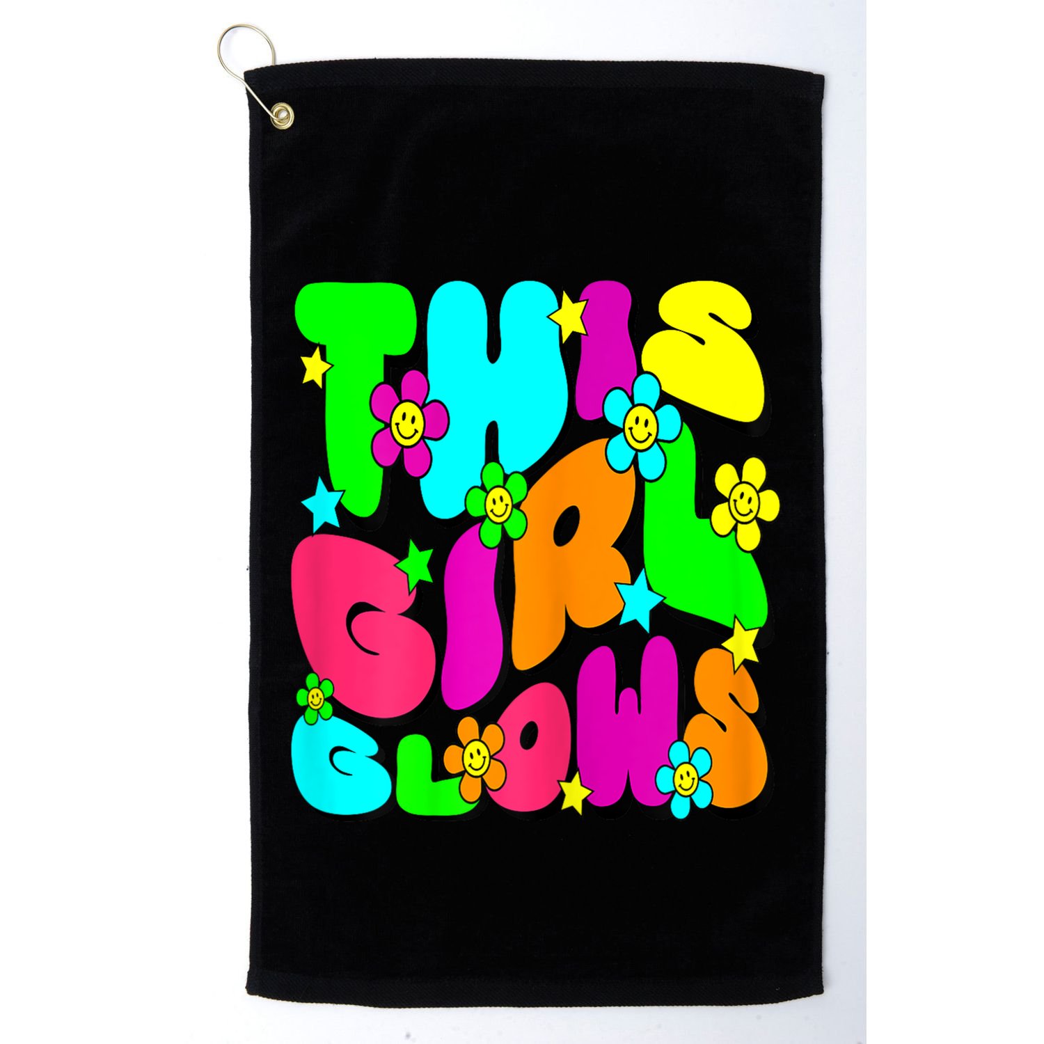 This Girl Glows For Tie Dye Bright Colors 80s And 90s Golf Towel