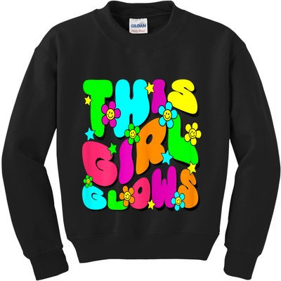 This Girl Glows For Tie Dye Bright Colors 80s And 90s Kids Sweatshirt