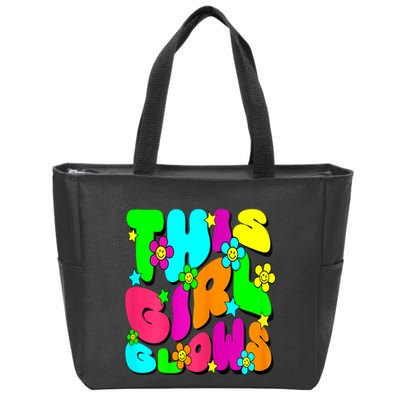 This Girl Glows For Tie Dye Bright Colors 80s And 90s Zip Tote Bag