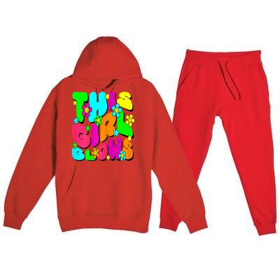 This Girl Glows For Tie Dye Bright Colors 80s And 90s Premium Hooded Sweatsuit Set