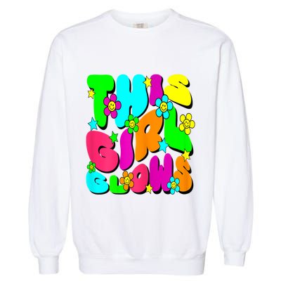 This Girl Glows For Tie Dye Bright Colors 80s And 90s Garment-Dyed Sweatshirt