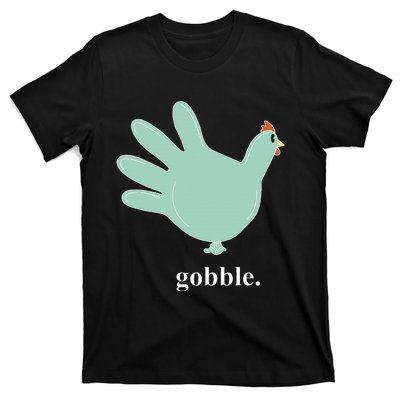 Turkey Glove Gobble Thanksgiving Thankful Nurse T-Shirt